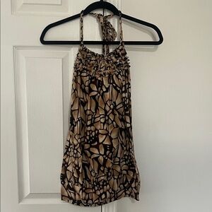 Brown and Tan Halter Top